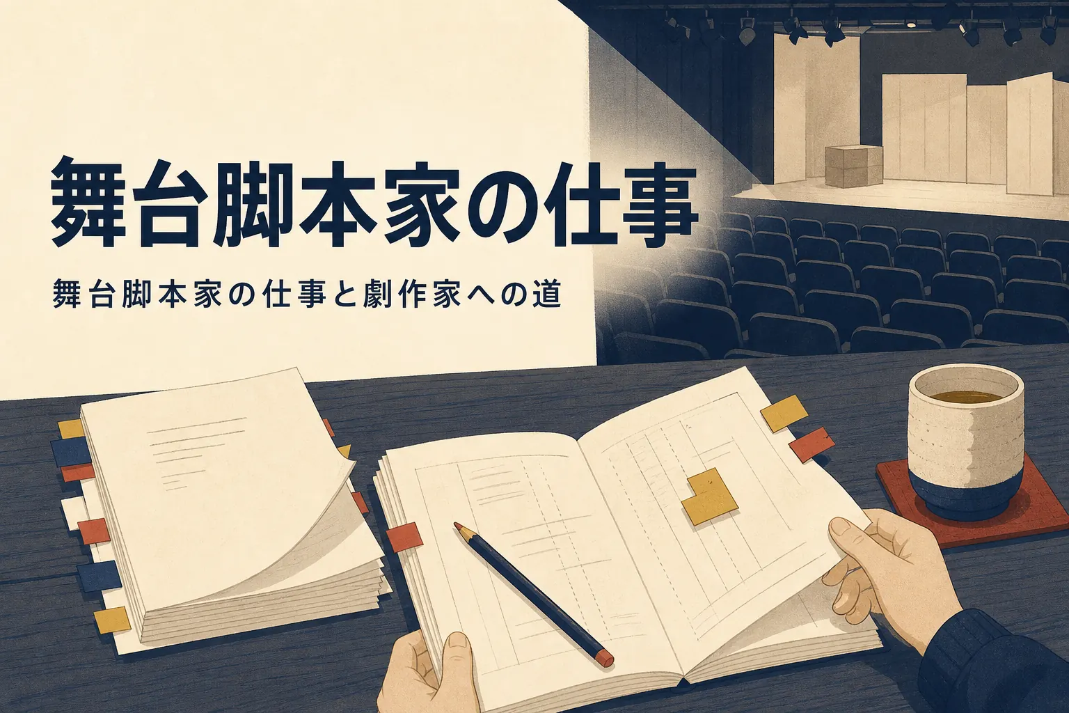 舞台脚本家の仕事となり方を紹介する記事のアイキャッチ