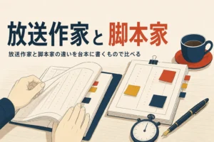 放送作家と脚本家の違いを解説する記事のアイキャッチ