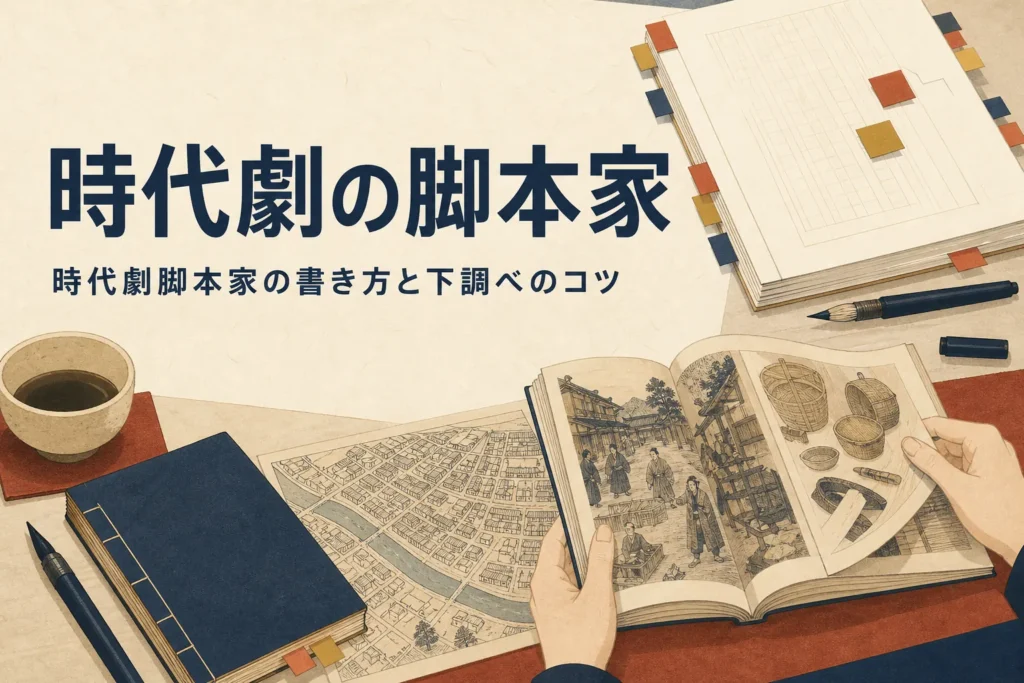 時代劇の脚本家の書き方と下調べを紹介する記事のアイキャッチ
