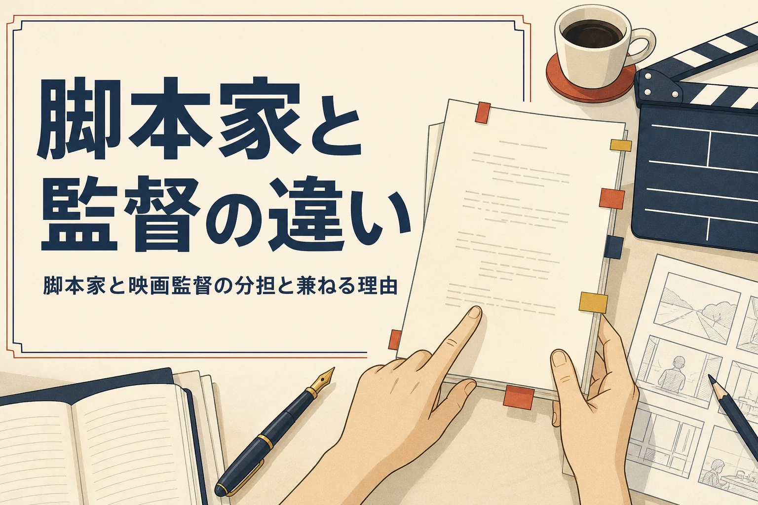 脚本家と映画監督の違いを紹介する記事のアイキャッチ
